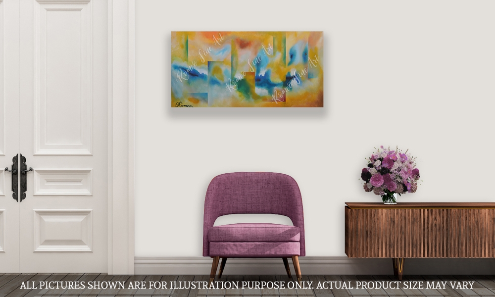 The blue river, Acrylic on canvas, 24x48 inch, SKU 1093 