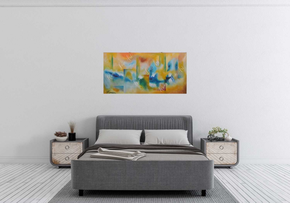 The blue river, Acrylic on canvas, 24x48 inch, SKU 1093 