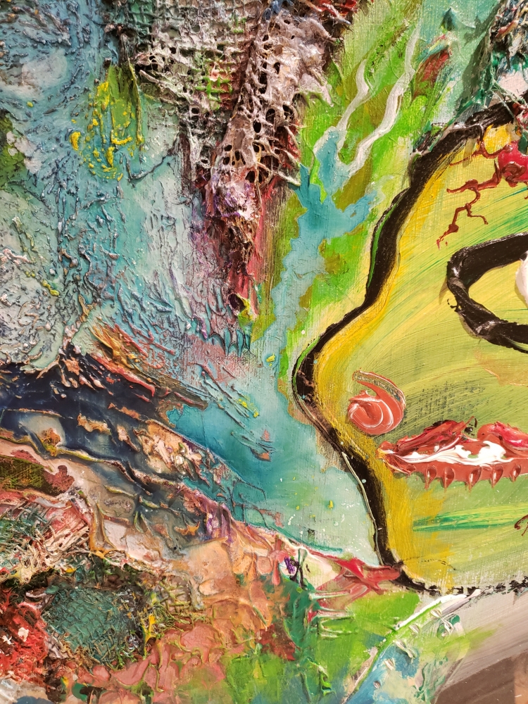 Romeo and the soul of Juliette...Acrylic collage, 20x24 inch, SKU 1115