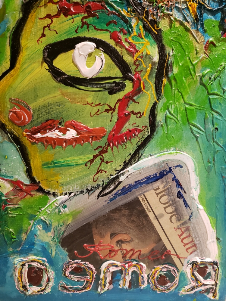 Romeo and the soul of Juliette...Acrylic collage, 20x24 inch, SKU 1115