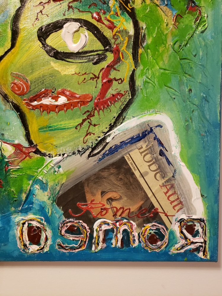 Romeo and the soul of Juliette...Acrylic collage, 20x24 inch, SKU 1115