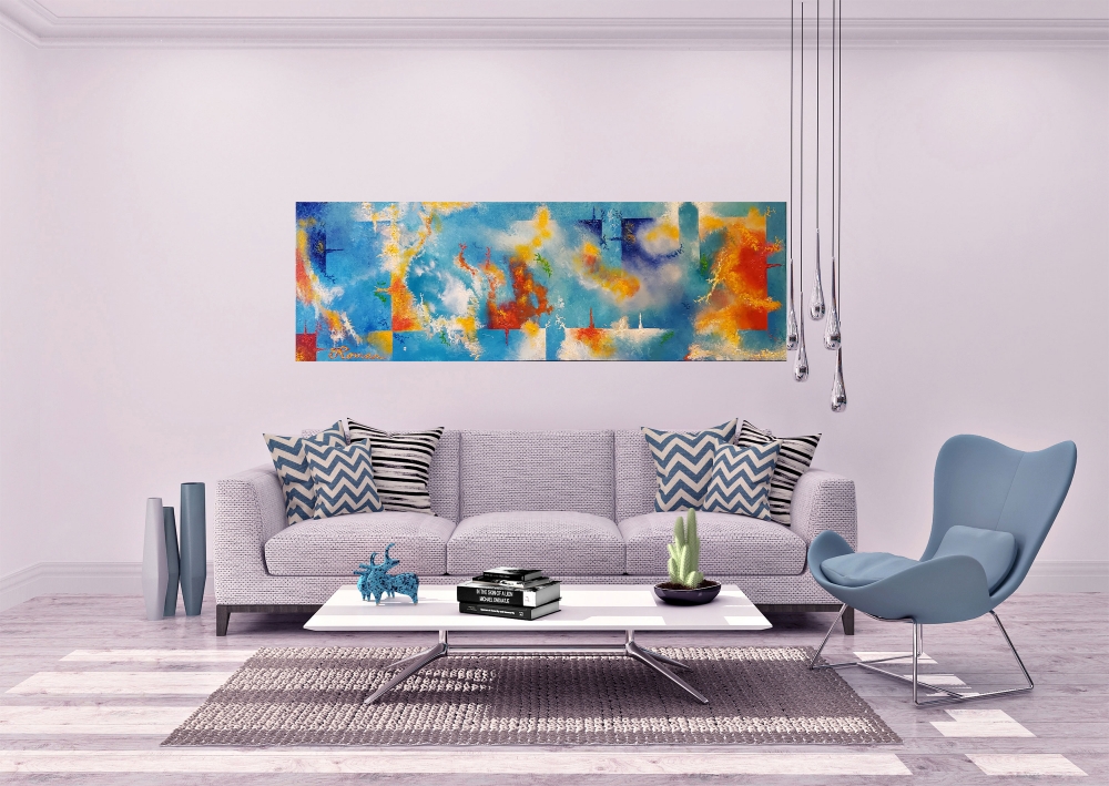 Thunder Lights, Acrylic On Canvas, 12x36 inch, SKU 1131