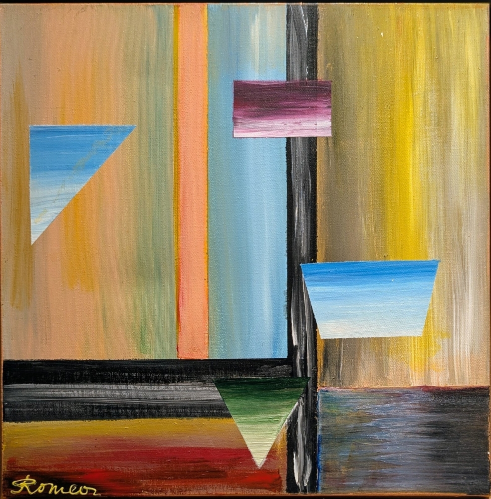 Geometry or (and) cubism, Acrylic on canvas, 16x40 inch, SKU 1189