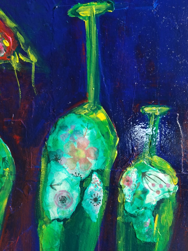 Tiffany Lamp and Bottles