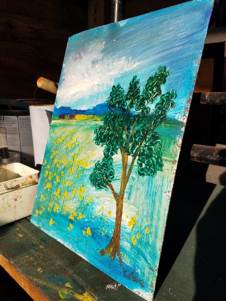 Impasto Landscape - Daffodils