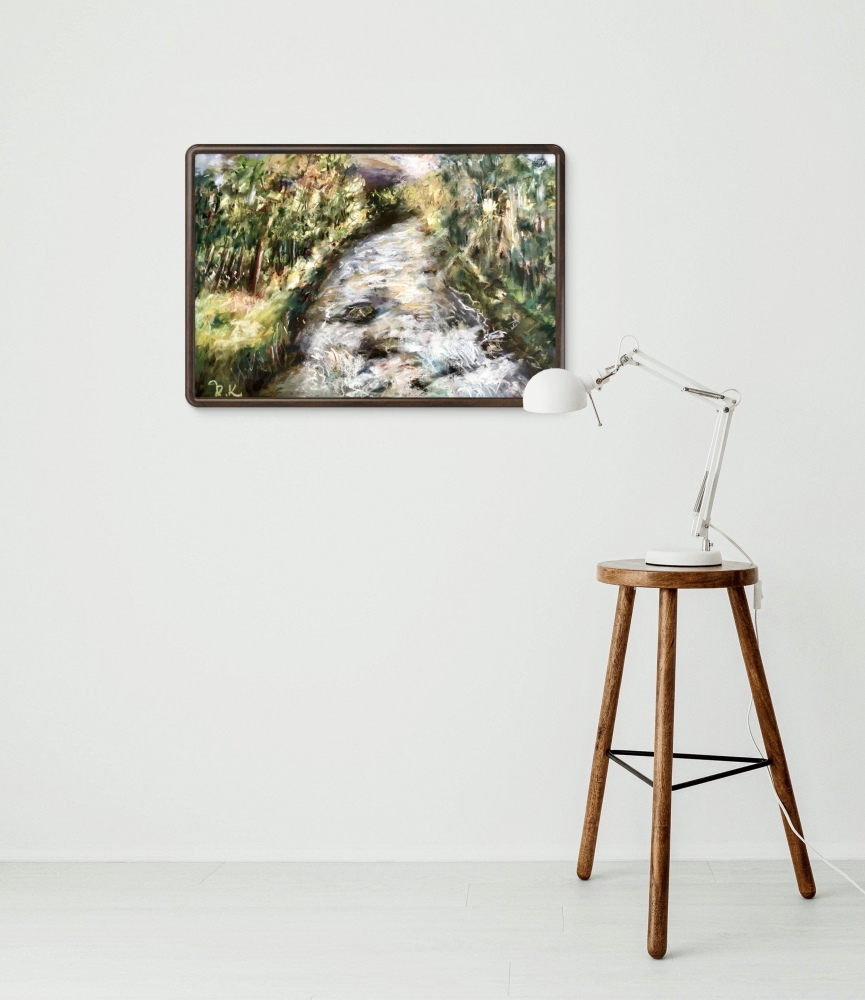 Forest River Landscape Painting Original Soft Pastel Art