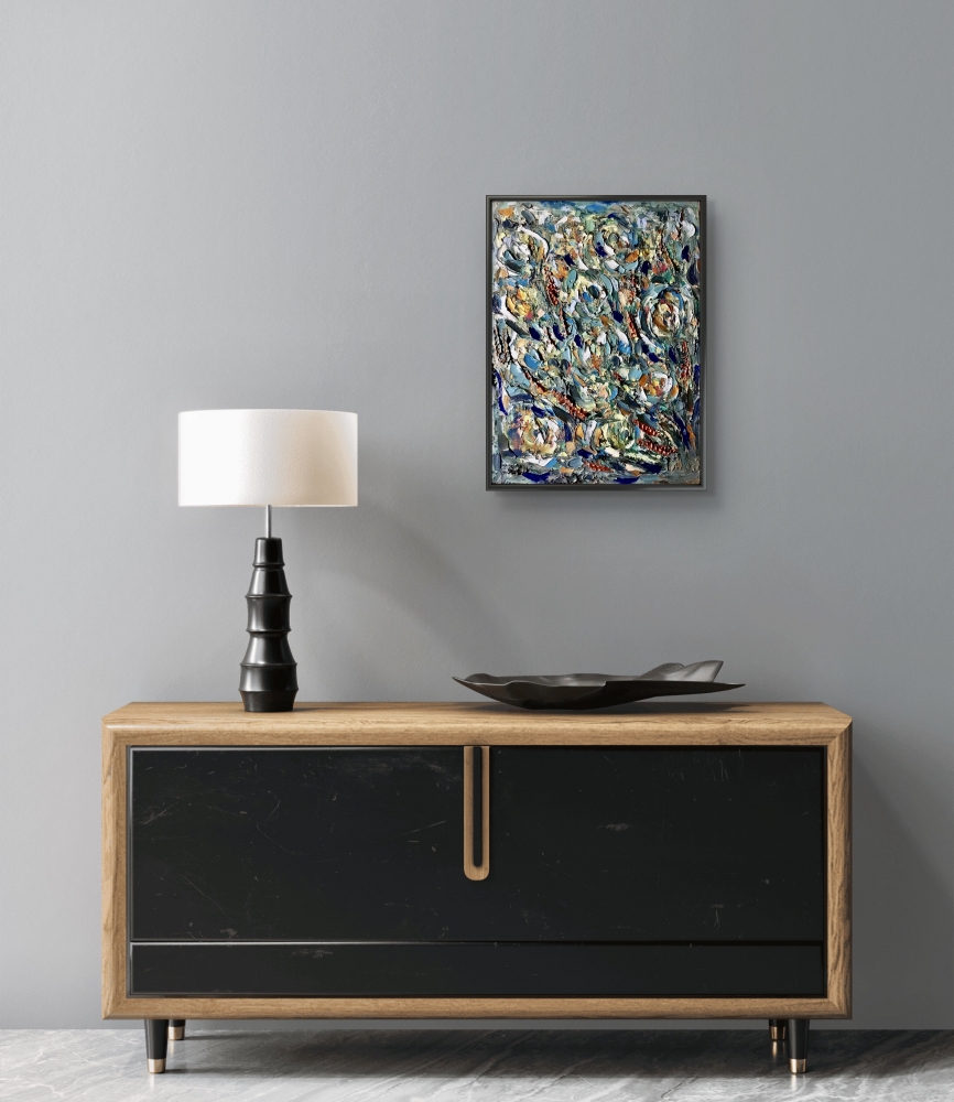 Abstract Floral Impasto Oil Painting