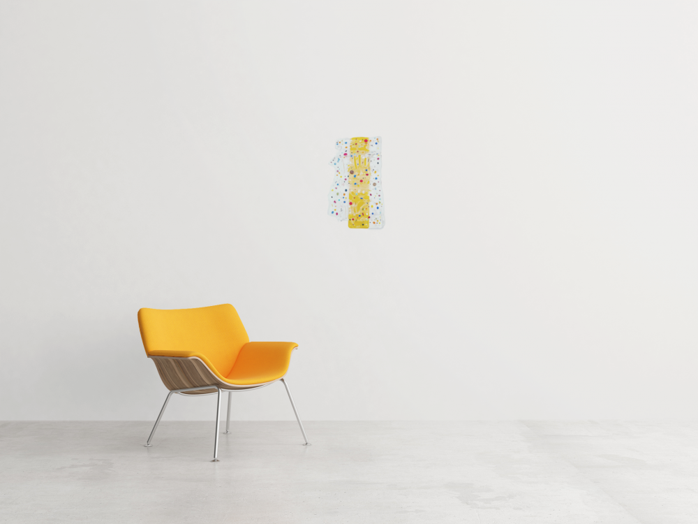 Yellow glass wave sculpture