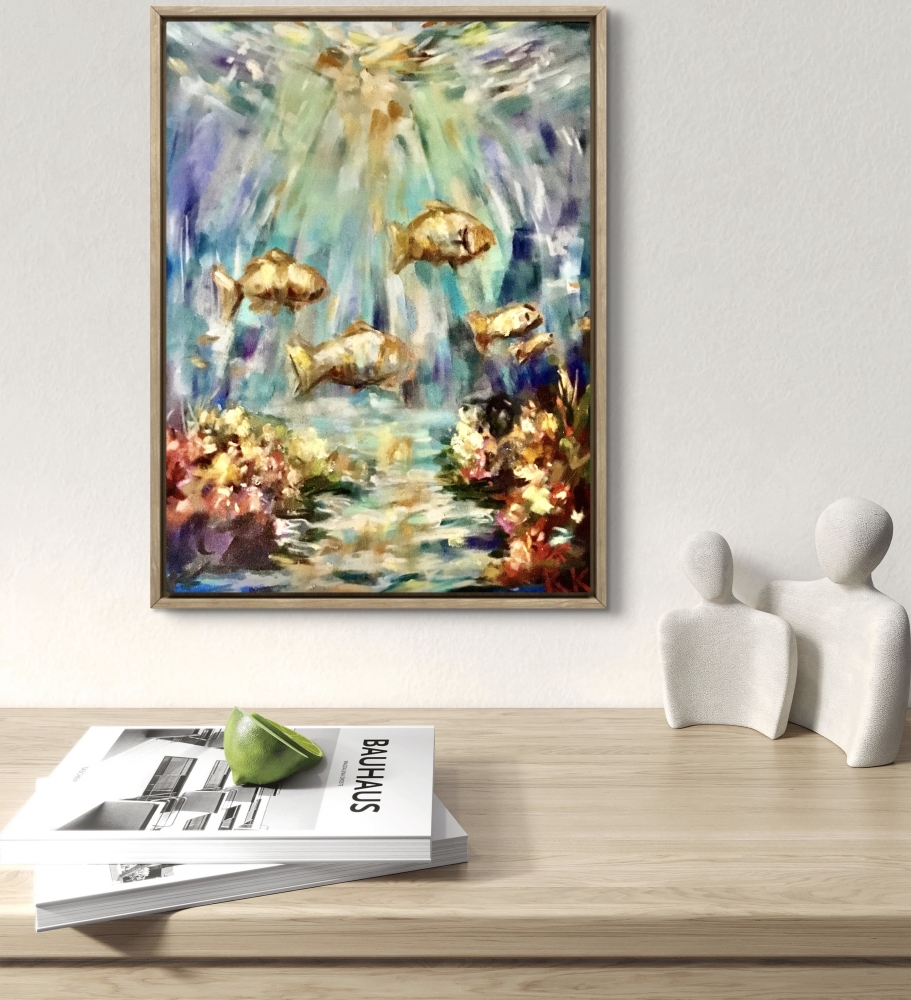 Underwater Serenity Soft Pastel on Cardboard