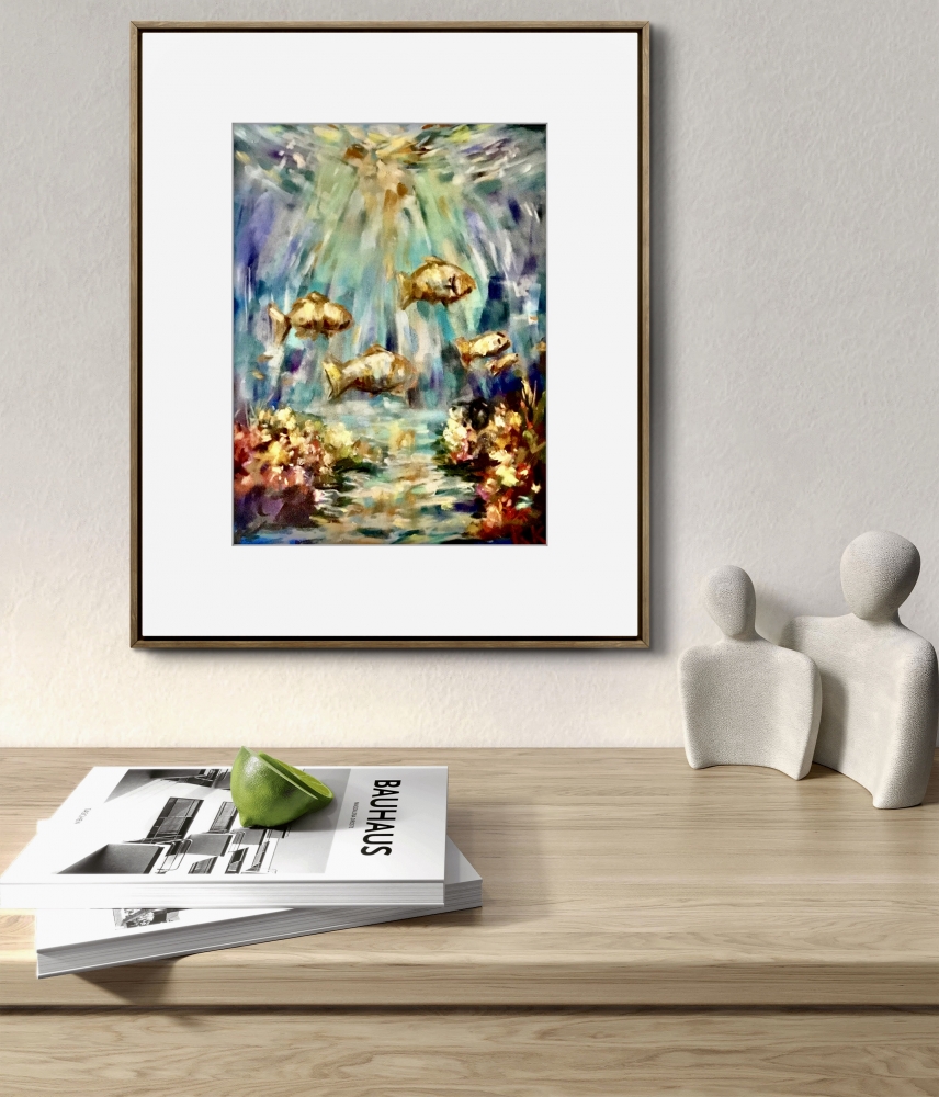 Underwater Serenity Soft Pastel on Cardboard