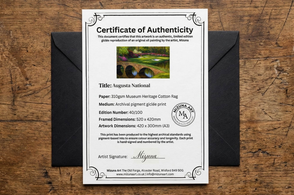 Masters Augusta Golf Course  – Ltd Edition Giclée Oak Framed Print 50x40cm