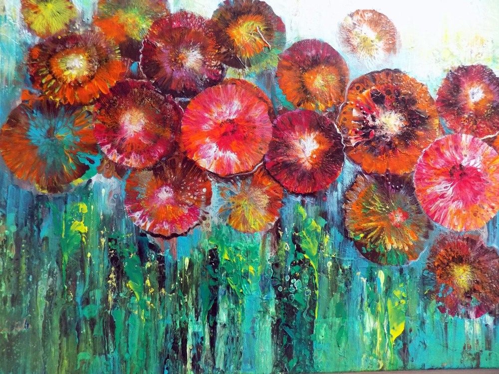 Garden with red flowers