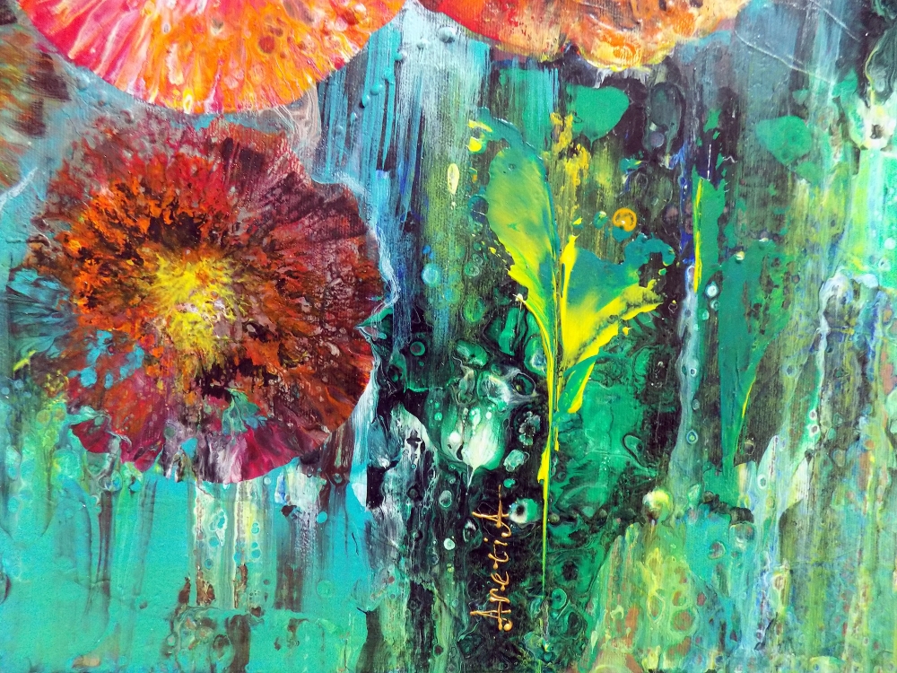 Garden with red flowers