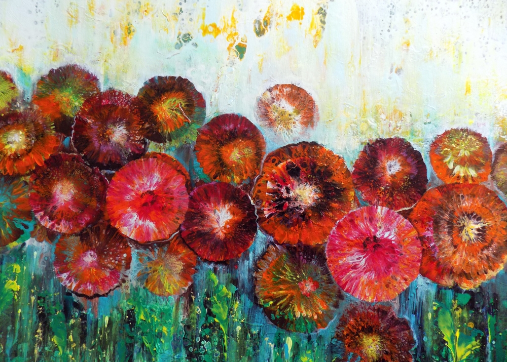 Garden with red flowers