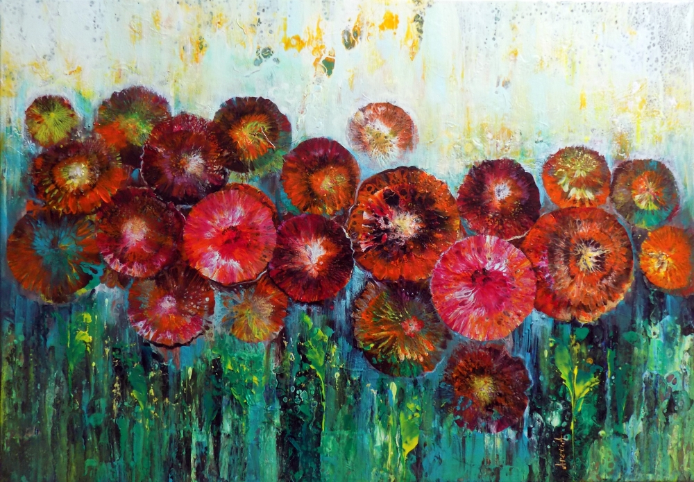 Garden with red flowers