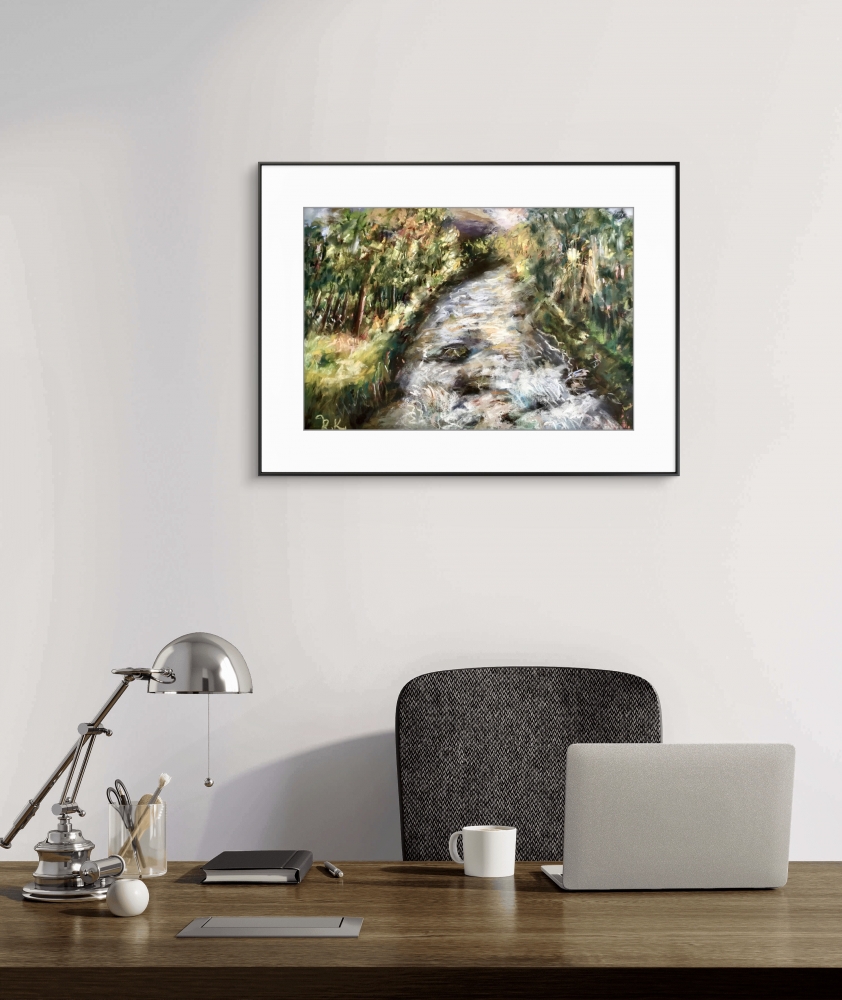 Forest River Landscape Painting Original Soft Pastel Art