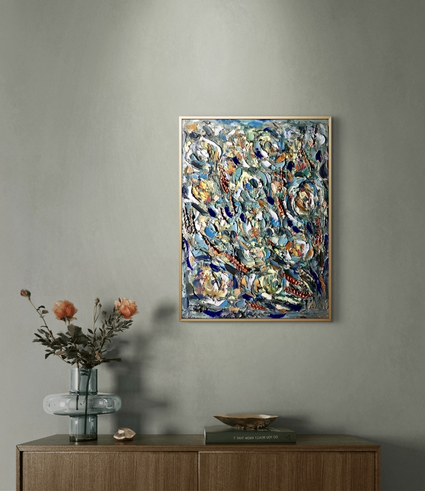 Abstract Floral Impasto Oil Painting