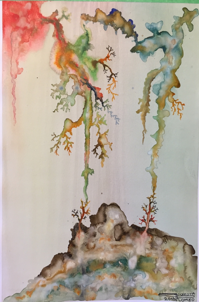 Flowers from Galaxy, 12x18 inch, 30,5z46 cm, Watercolors on Cold Press Paper SKU 4046 