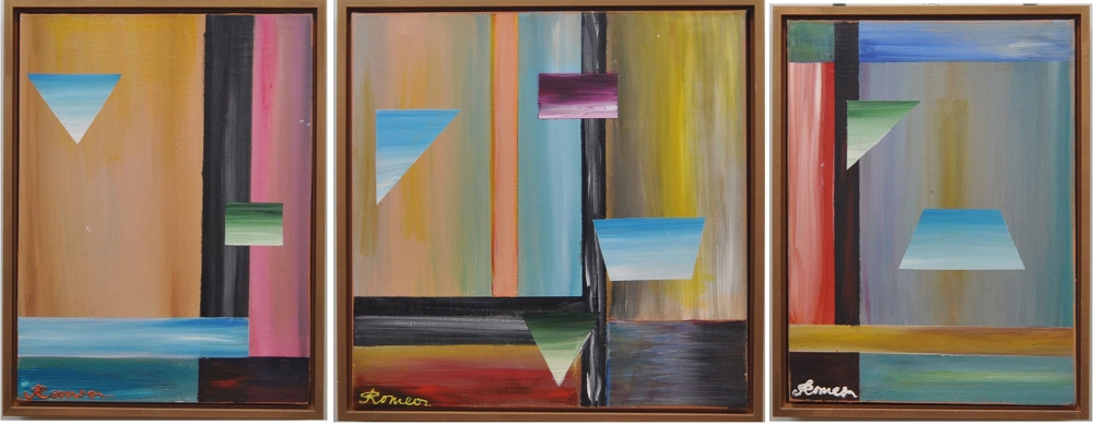 Geometry or (and) cubism, Acrylic on canvas, 16x40 inch, SKU 1189