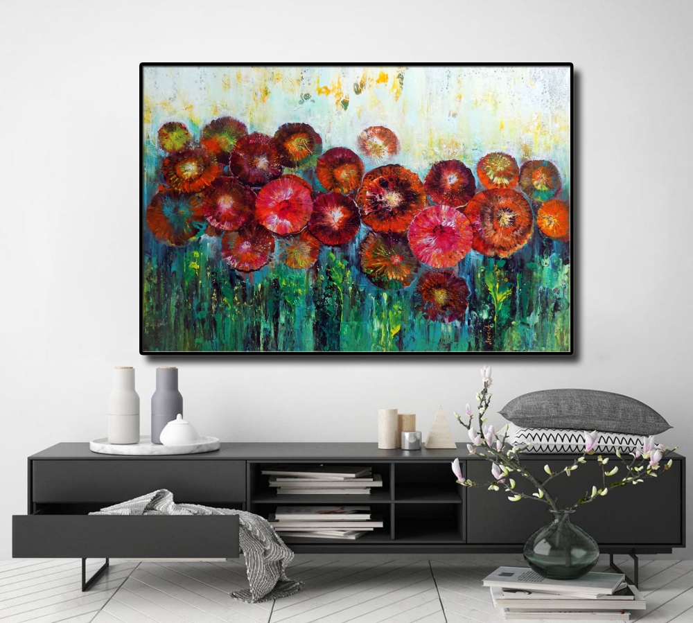 Garden with red flowers