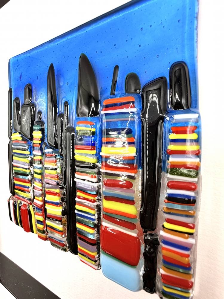 City at Night Framed Glass Art