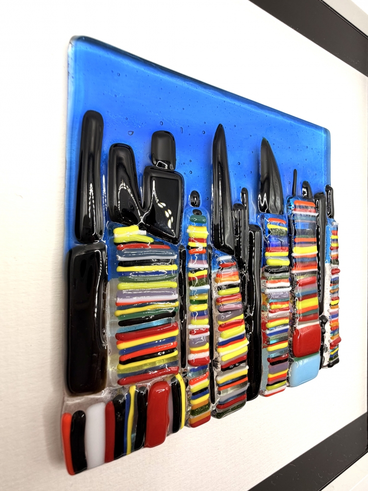 City at Night Framed Glass Art