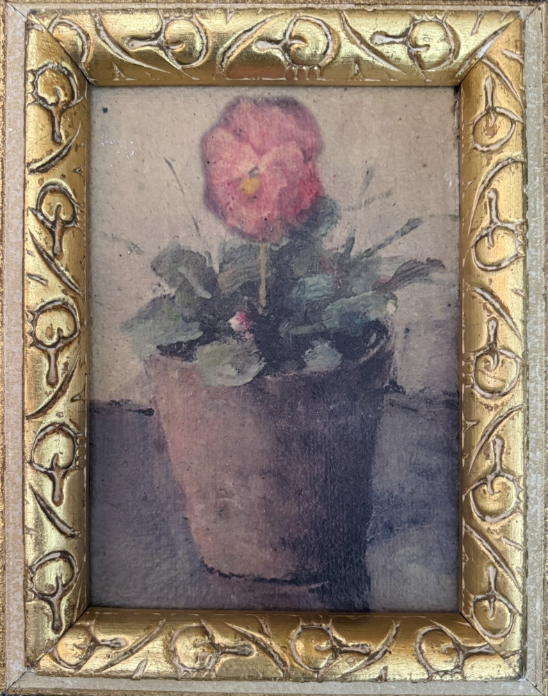 Pansy in Pot  (with Vintage frame)