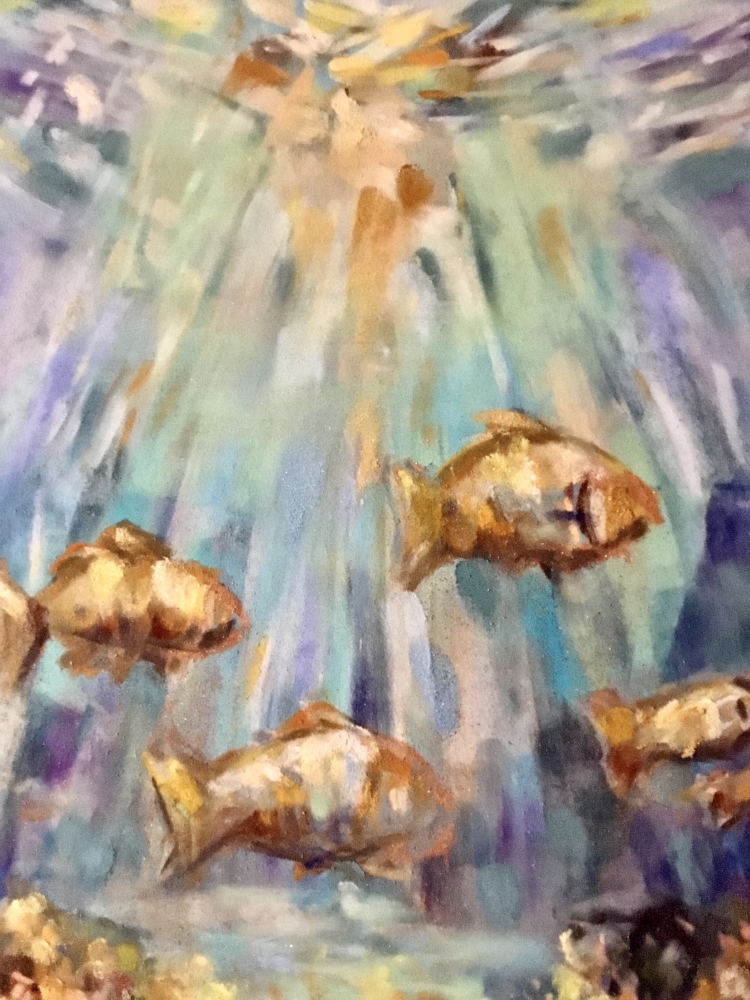 Underwater Serenity Soft Pastel on Cardboard