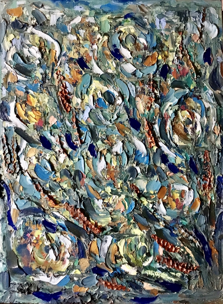 Abstract Floral Impasto Oil Painting