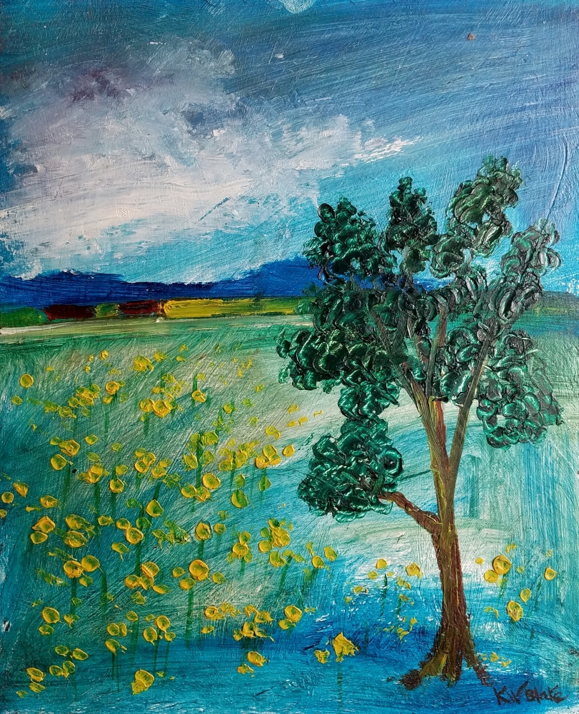 Impasto Landscape - Daffodils