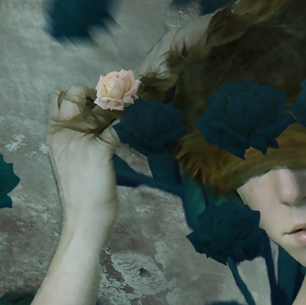 Portrait with Green Flowers