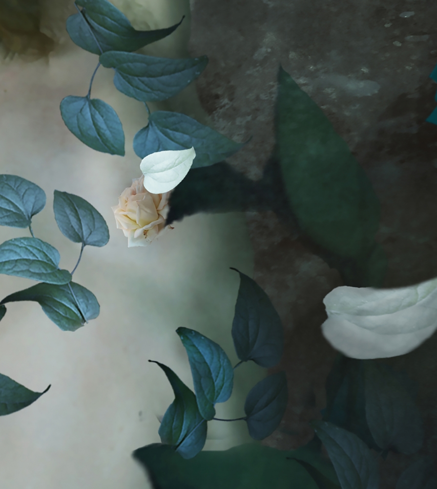 Portrait with Green Flowers