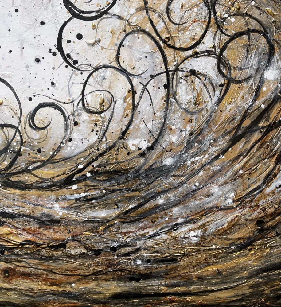 Klimt Metallic Gold Black Large Wave