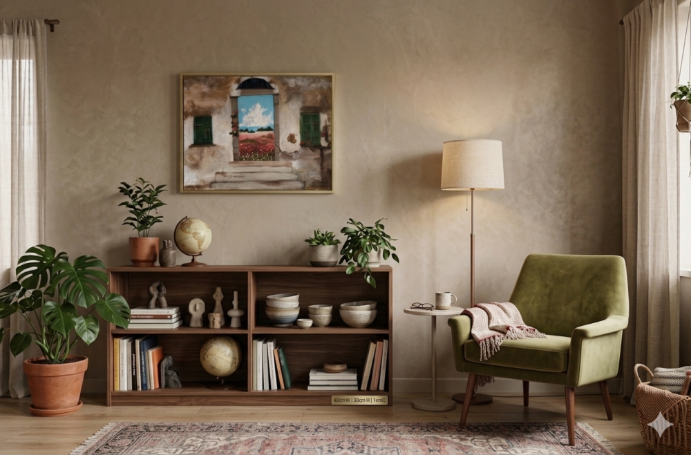 Italian Doorway Painting, Life Finds a Way Original Acrylic Art, Mediterranean Window View Canvas, Small Landscape Wall Decor