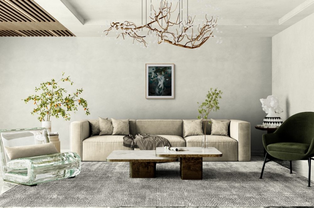 Portrait with Green Flowers