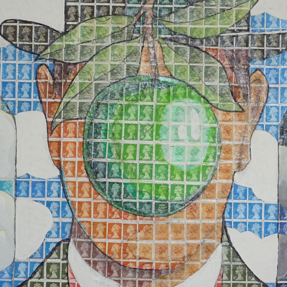 Homage to Magritte - Apple and Three Bottles