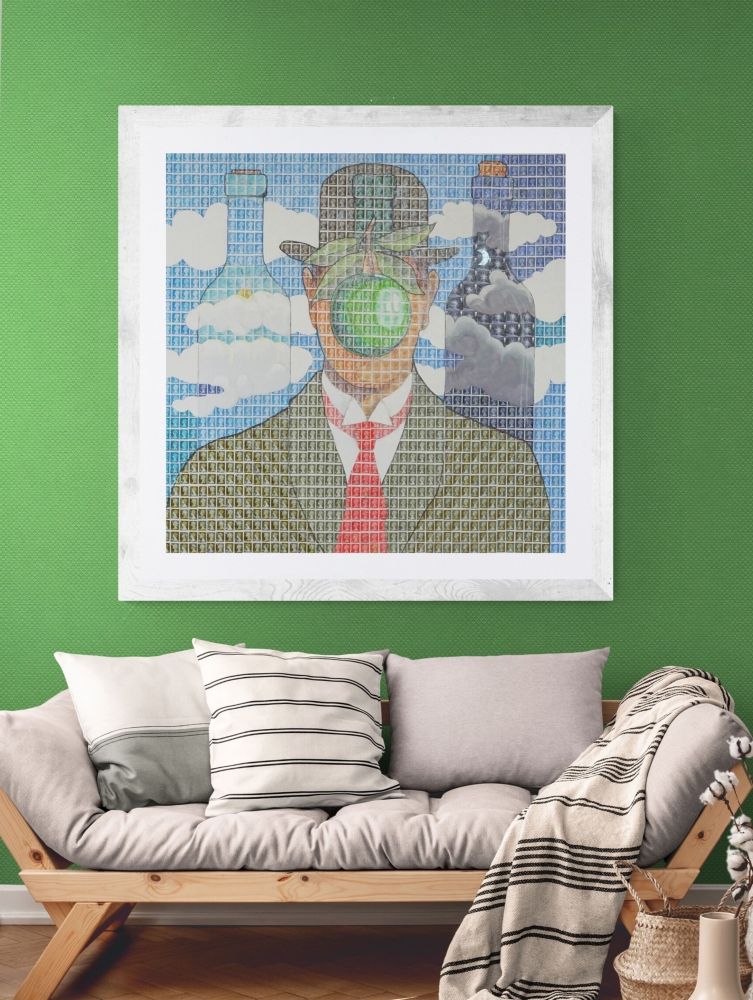 Homage to Magritte - Apple and Three Bottles