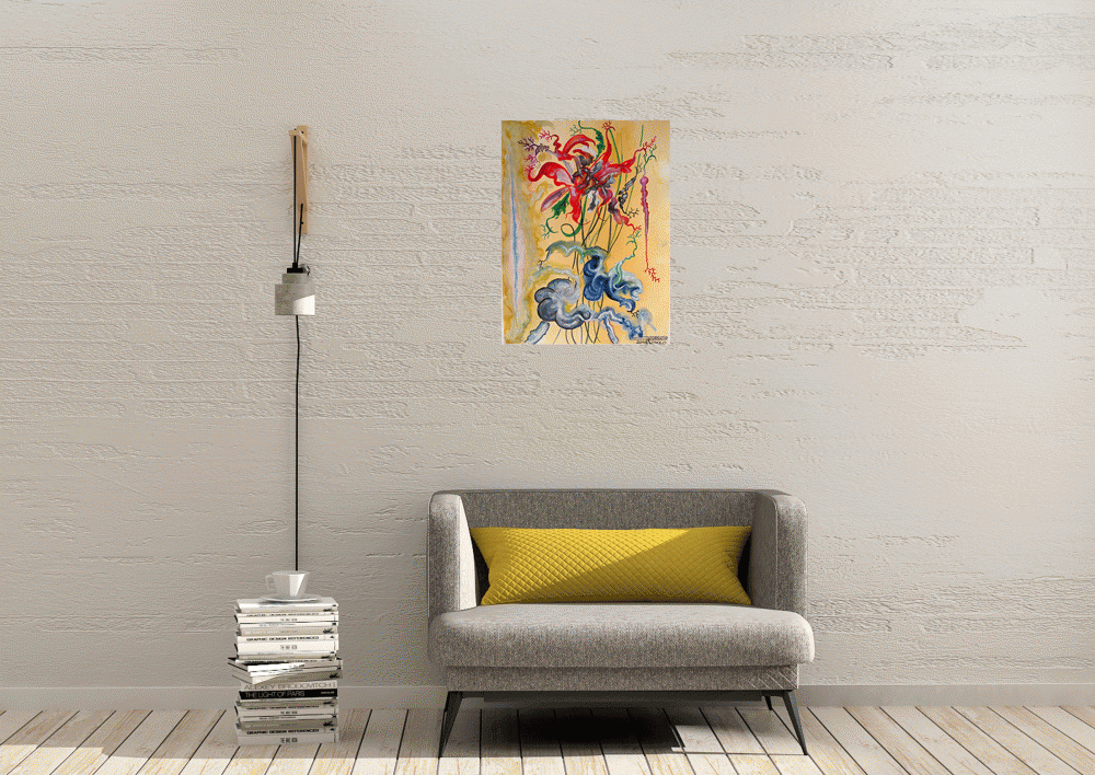 Exotic Flowers 1, 12x9 inch, Water colors SKU 4013 
