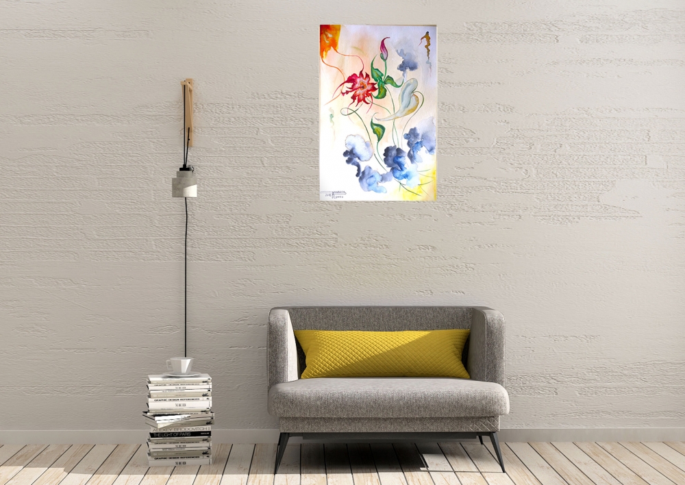 Exotic Flowers 4 12x17.5 inch, Watercolors on cold press paper, SKU 4041 