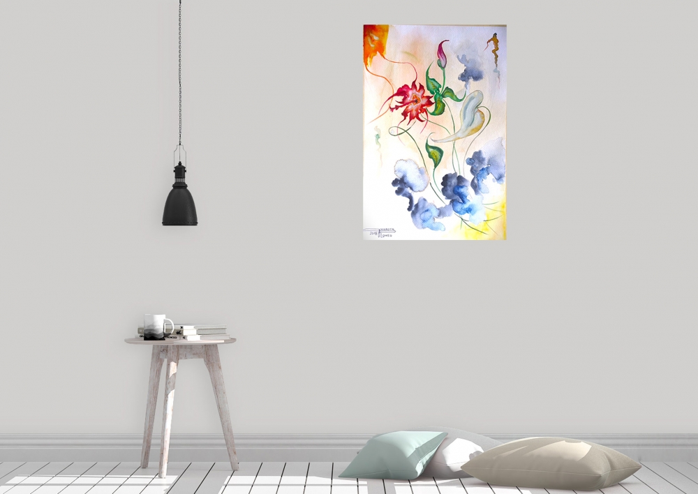Exotic Flowers 4 12x17.5 inch, Watercolors on cold press paper, SKU 4041 