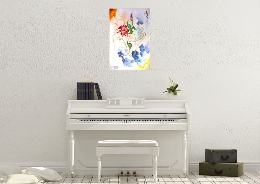 Exotic Flowers 4 12x17.5 inch, Watercolors on cold press paper, SKU 4041 