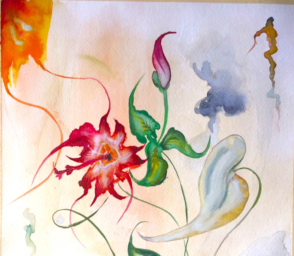 Exotic Flowers 4 12x17.5 inch, Watercolors on cold press paper, SKU 4041 