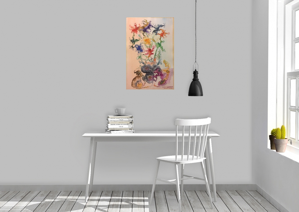 Dans Of Flowers, 12x18 inch, Watercolors on cold press paper SKU 4042