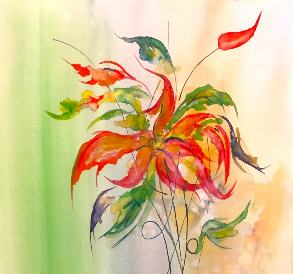 Exotic Flowers 3, 12x18 inch, Watercolors, On Cold Press Paper SKU 4055 