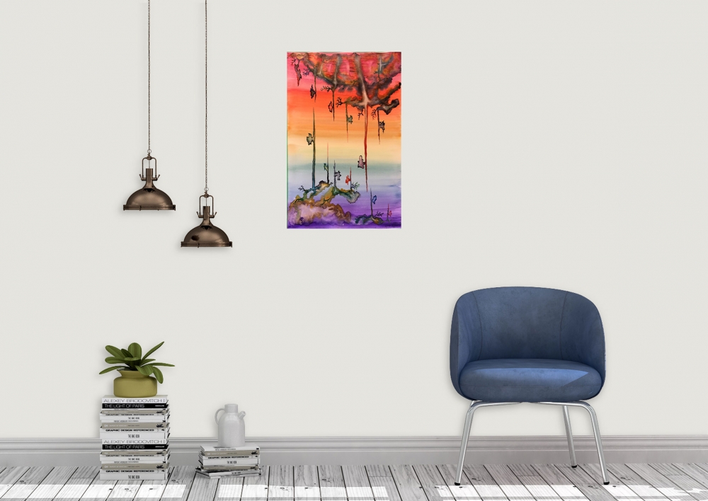 The violet energy, 12x18 inch, water colors SKU 4069  