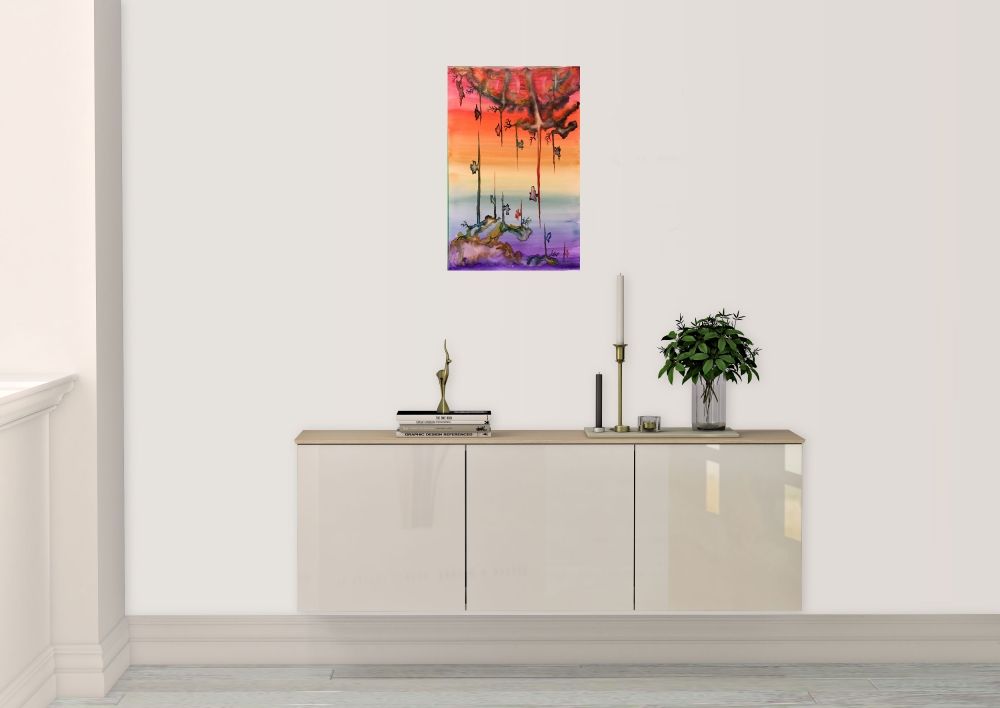 The violet energy, 12x18 inch, water colors SKU 4069  