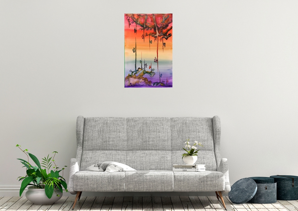 The violet energy, 12x18 inch, water colors SKU 4069  