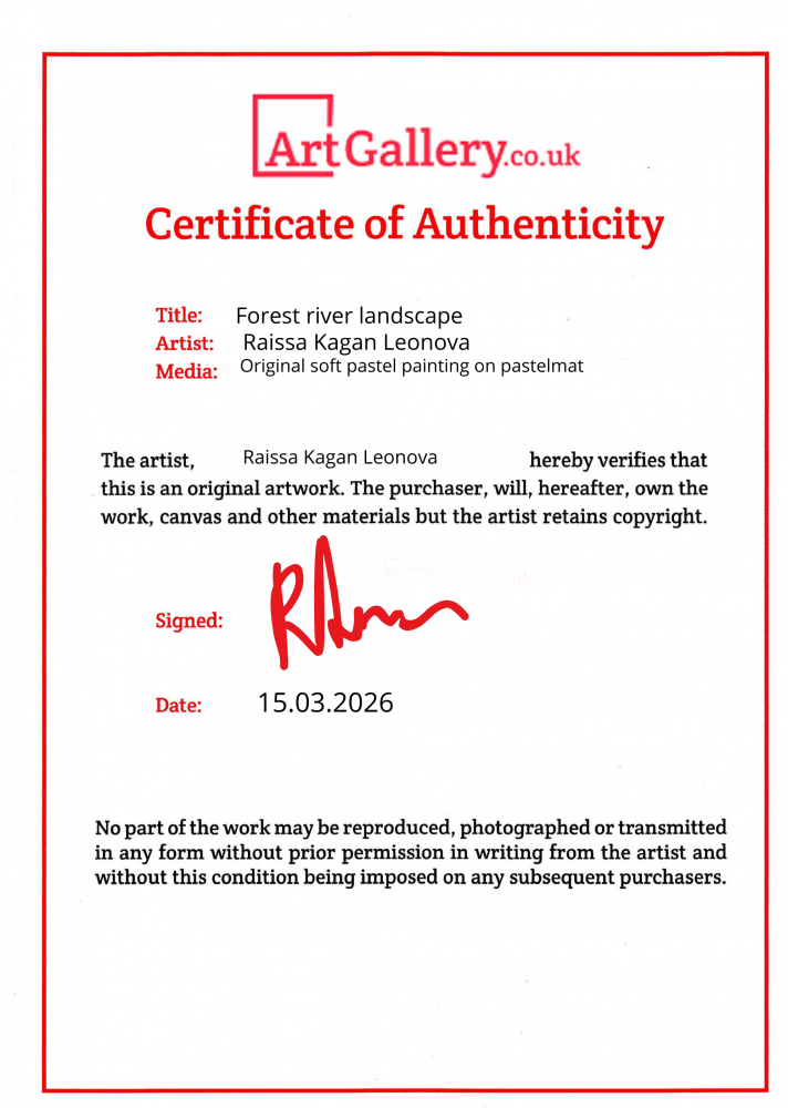 Forest River Landscape Painting Original Soft Pastel Art