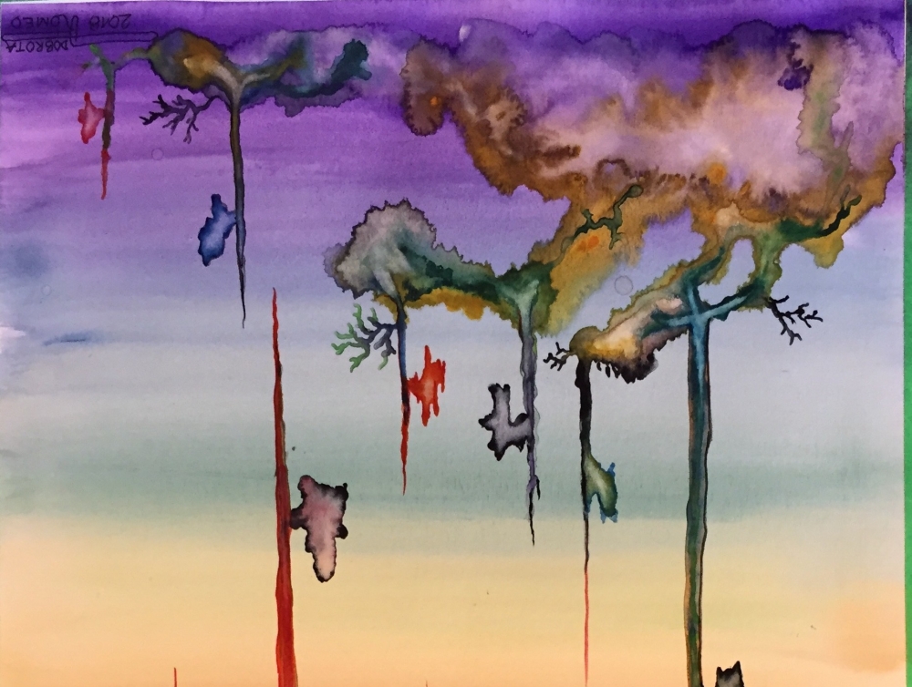 The violet energy, 12x18 inch, water colors SKU 4069  