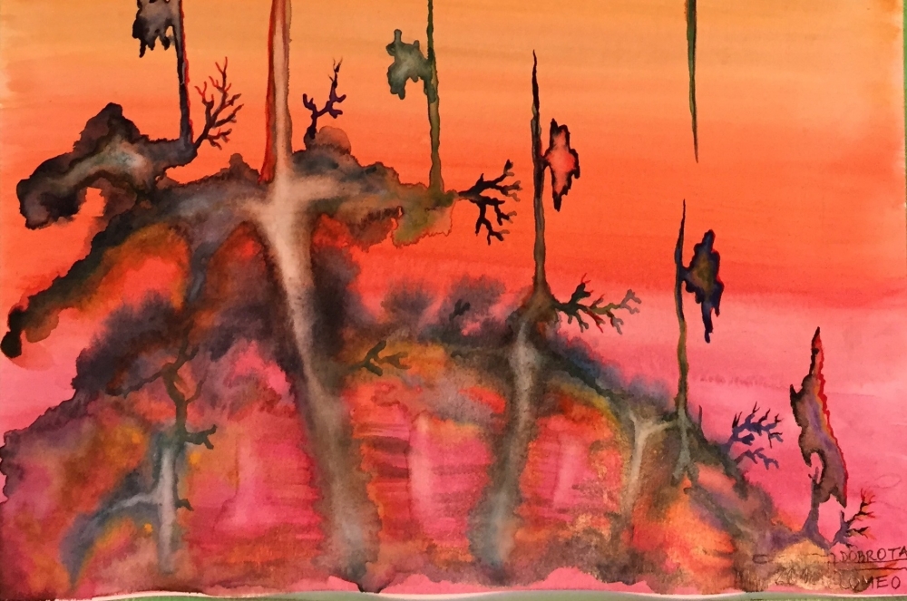 The violet energy, 12x18 inch, water colors SKU 4069  